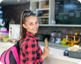 women with card